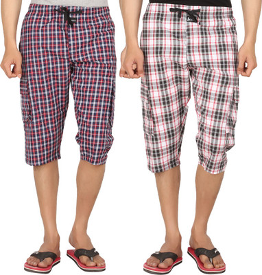 

Joven Checkered Men's Three Fourths, Multicolor