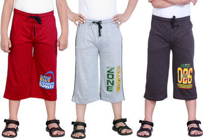 

Dongli Three Fourth For Boys(Multicolor Pack of 3, Red & grey & brown