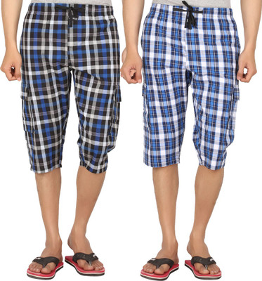 

Joven Checkered Men's Three Fourths, Multicolor