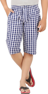 

All Times Checkered Men's Three Fourths, Blue;white