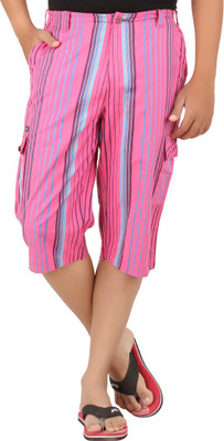 

All Times Striped Men's Three Fourths, Pink