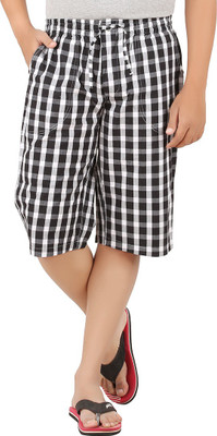 

All Times Checkered Men's Three Fourths, Black;white