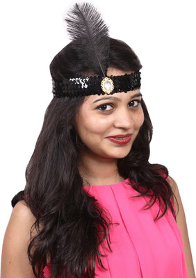 

Madcaps The Party Shop Black Feather Sequence Headpiece Tiara(Black, Pack of 1)