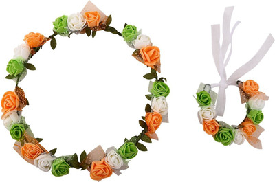 

Sanjog Crown & Tiara(Green, White, Orange, Pack of 2)