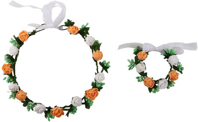 

Sanjog Crown & Tiara(White, Orange, Green, Pack of 2)