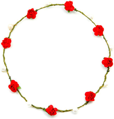 

Sanjog Paper Flower And Pearl Crown/Tiara For Wedding Head Band(Red)