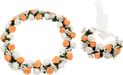 

Sanjog Crown & Tiara(Orange, White, Pack of 2)
