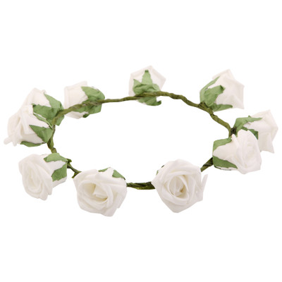 

Sanjog Rose Green Leaf Gorgeous Flower Tiara/Crown (Large) Head Band(White)