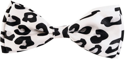 

Blacksmith Leopard Whitedesign Bow Animal Print Men's Tie, Black