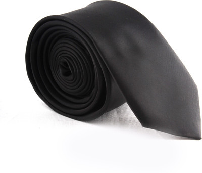 

108 Bespoke Solid Men's Tie, Black