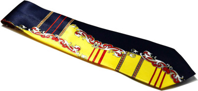 

Sakshi International Printed Men's Tie, Dark blue and yellow
