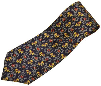 

Sakshi International Premium Italian Silk Collection Animal Print Men's Tie, Dark blue