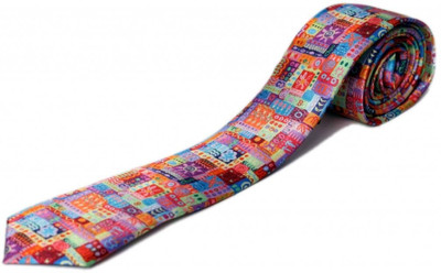 

Blacksmith Geometric Print Men's Tie, Purple