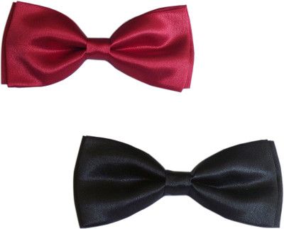

Blacksmith Solid Men's Tie(Pack of 2), Black;red