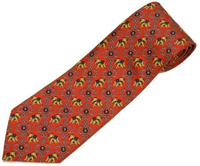 

Sakshi International Premium Italian Silk Collection Animal Print Men's Tie, Red