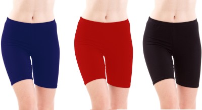 Fashion Line Solid Women Dark Blue, Red, Black Cycling Shorts