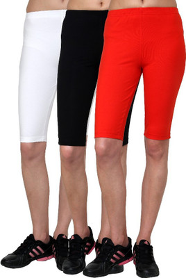 

Casual Tees Solid Women Black, White, Red Tights, Black;red;white