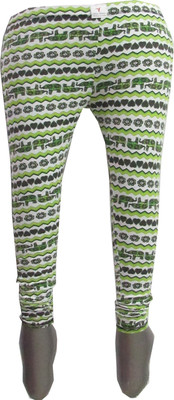 

Revinfashions Printed Women's White Tights, White with green and black