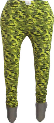 

Revinfashions Floral Print Women's Yellow Tights, Yellow with black