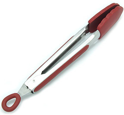 

Freshware KT-121RD Kt121Rd 9Inch Brushed Stainless Steel Locking Tong With Removable Silicone Heads