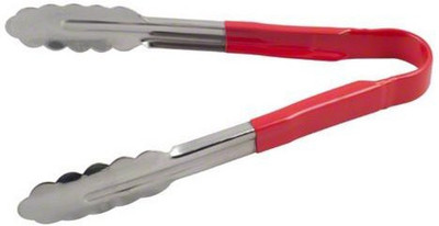 

Browne Foodservice 5511RD 5511Rd Stainless Steel 1Piece Utility Tongs With Red Coated Handle