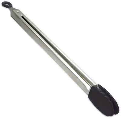 Tablecraft 4016BK 4016Bk Stainless Steel Silicone Tip Locking Tong