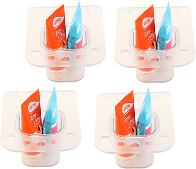 

Royal Indian Craft (Pack of 4) Unbreakable 2 in 1 Toothpaste Holder With Tumbler Polypropylene Toothbrush Holder(White, Wall Mount)