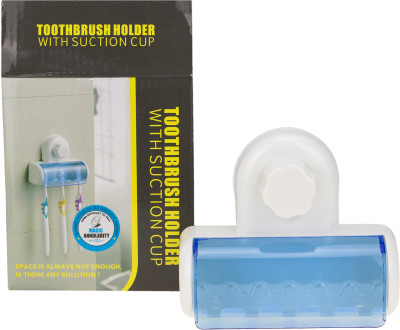 Kaos Designer Super Suction Plastic Toothbrush Holder(White, Wall Mount)