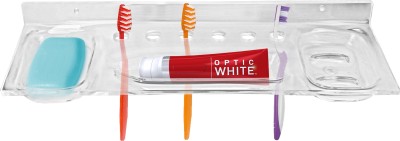 Admire 4 IN 1 Deluxe Acrylic Toothbrush Holder Clear, Wall Mount