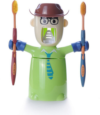 

UMATH Warrior Automatic Toothpaste Dispenser and Brushing Cup Set,& Cowboy Design Plastic Toothbrush Holder(Multicolor, Wall Mount)