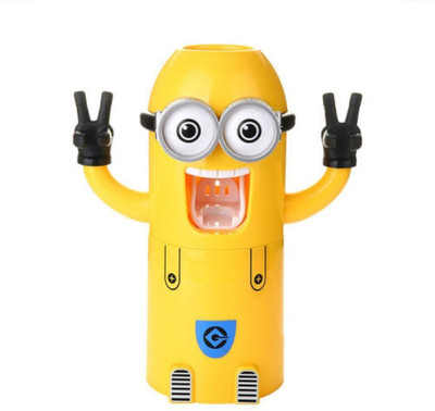 Home Creations toothpaste dispanser Plastic Toothbrush Holder(Yellow, Wall Mount)