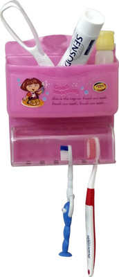 CSM Mountable Toothbrush Holder With Covering Flap Plastic Toothbrush Holder(Pink, Wall Mount)