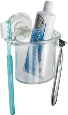 

Interdesign Powerlock Razor Center Clear Plastic Toothbrush Holder(Clear, Wall Mount)