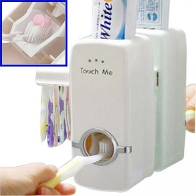 

Home Union Toothpaste_White Plastic Toothbrush Holder(Pink, Wall Mount)