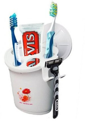 

Italish Bathroom Multi Storage Capitals Plastic Toothbrush Holder(White, Wall Mount)