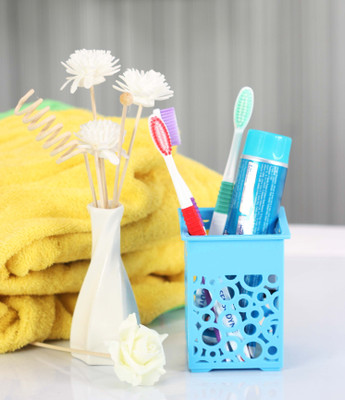 

Chrome Plastic Toothbrush Holder(Blue, Wall Mount)