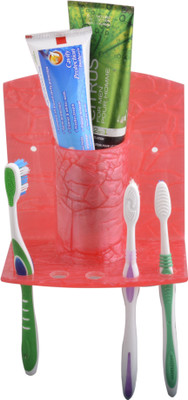 

S Decor Plastic Toothbrush Holder(Pink, Wall Mount)