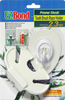 22% OFF on EZBond Power Hook Polypropylene Toothbrush Holder(White, Wall Mount)