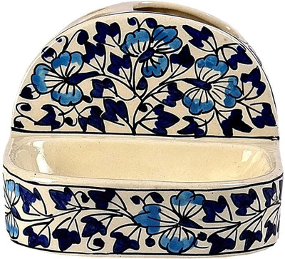 

Craftghar Blue Pottery Ceramic Toothbrush Holder(Blue, Wall Mount)