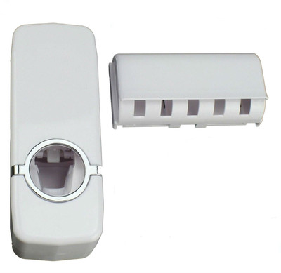 

Shrih Automatic One Touch Tooth Paste Dispenser Plastic Toothbrush Holder(White, Wall Mount)