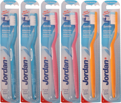 

Jordan Kids Smile Active Tip Pack of Six - 2 Soft/Medium Toothbrush(Pack of 6)
