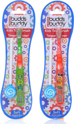 

Buddsbuddy Combo of 2 Kids + Tongue Cleaner Soft Toothbrush