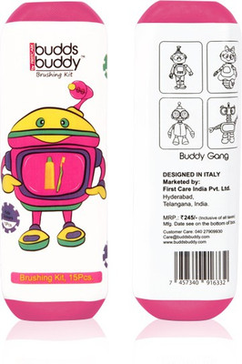 

Buddsbuddy Brushing Kit-15Pcs Pack,Design-2 (Pink) soft Toothbrush