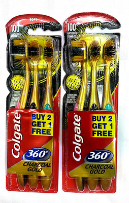 

Colgate 360 charcoal gold soft Toothbrush(Pack of 2)