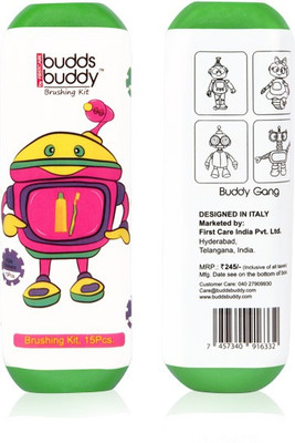 

Buddsbuddy Brushing Kit-15Pcs Pack,Design-2 (Green) soft Toothbrush