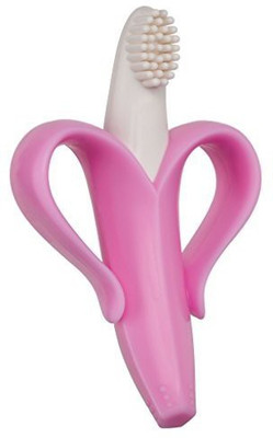 

Baby Banana Bendable Training, Pink and White, Infant Soft Toothbrush