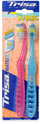 Trisa Matrix Pink, Blue Medium Toothbrush