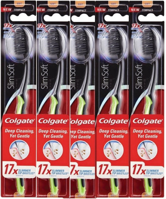 

Colgate Slim Charcoal Black Soft Toothbrush(Pack of 5)