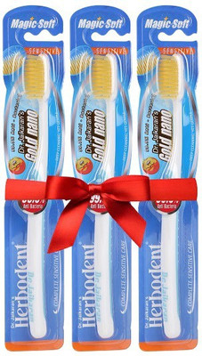 

Dr. Jaikaran Magic Soft Toothbrush with Gold Nano Pre Shaped Bristles 2+1 Pack Magic Soft Toothbrush