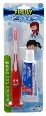 

Dr. Fresh Smiley Gripper with Kid's Crest Toothpaste -1 set (Color Varies) Soft Toothbrush